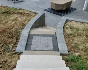 Paver Stairs Going Down To Pool Deck