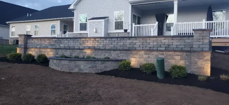 retaining wall capstones and lighting